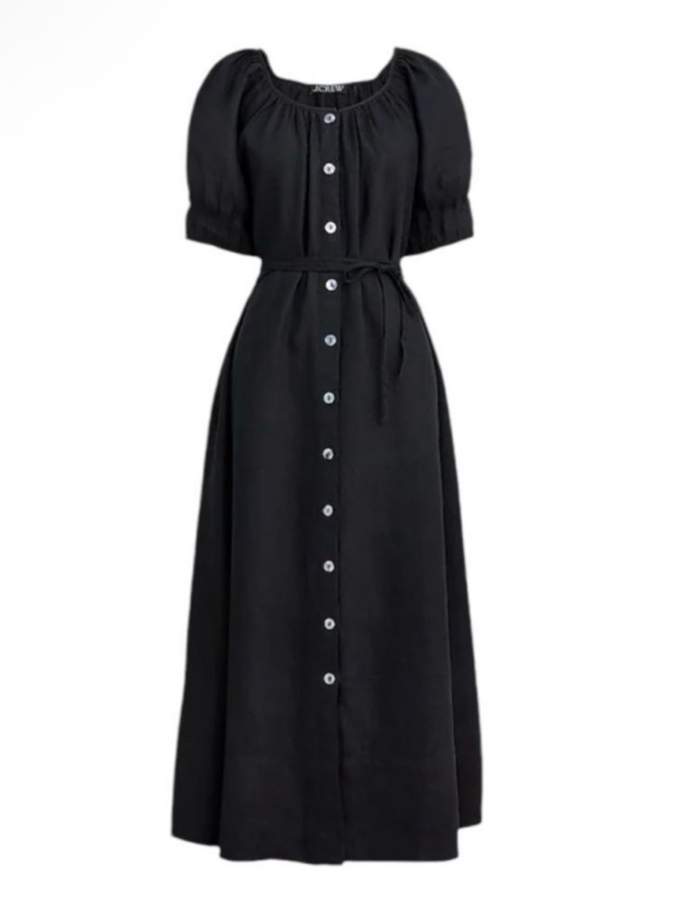 J. Crew Button-Up Midi Dress Linen Black Small